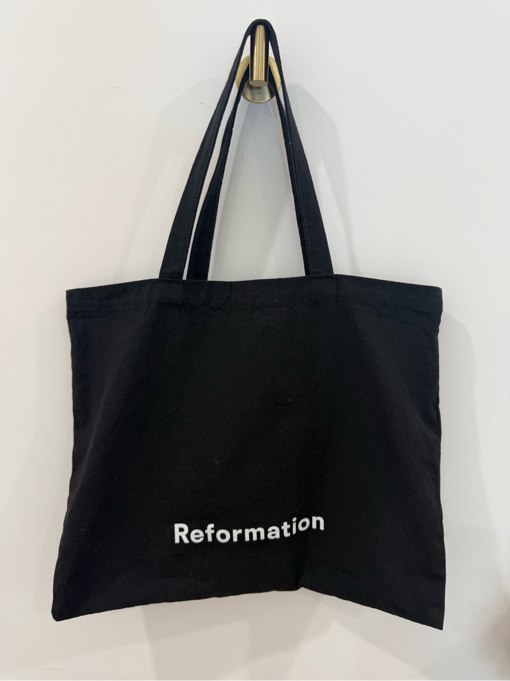 Reformation Black Canvas Tote with White Logo